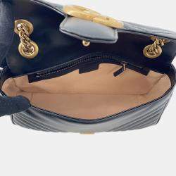 مملوكة مسبقًا Gucci Gg Marmont Chain shoulder Bag Black Leather