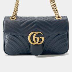مملوكة مسبقًا Gucci Gg Marmont Chain shoulder Bag Black Leather