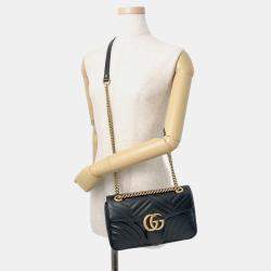 مملوكة مسبقًا Gucci Gg Marmont Chain shoulder Bag Black Leather