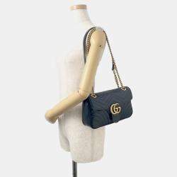 مملوكة مسبقًا Gucci Gg Marmont Chain shoulder Bag Black Leather