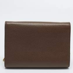 مملوكة مسبقًا Gucci GG Marmont Brown Leather Wallet on Chain