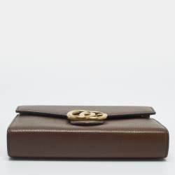 مملوكة مسبقًا Gucci GG Marmont Brown Leather Wallet on Chain