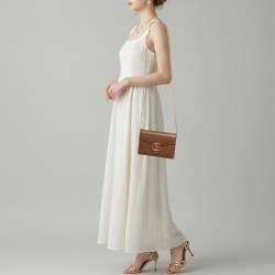 مملوكة مسبقًا Gucci GG Marmont Brown Leather Wallet on Chain