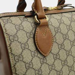 Pre Owned Gucci Gg Supreme Handbag/Shoulder Bag In Pvc And Leather Beige Brown