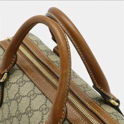 Pre Owned Gucci Gg Supreme Handbag/Shoulder Bag In Pvc And Leather Beige Brown