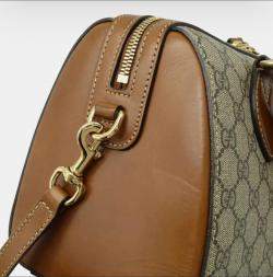 Pre Owned Gucci Gg Supreme Handbag/Shoulder Bag In Pvc And Leather Beige Brown