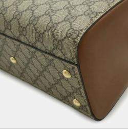 Pre Owned Gucci Gg Supreme Handbag/Shoulder Bag In Pvc And Leather Beige Brown