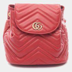 مملوكة مسبقًا Gucci Gg Marmont Backpack Leather Red