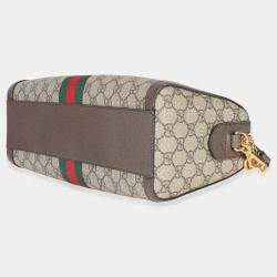 مملوكة مسبقًا Gucci Beige GG Monogram Canvas Web Medium Ophidia Boston Bag