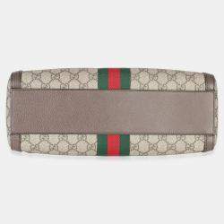 مملوكة مسبقًا Gucci Beige GG Monogram Canvas Web Medium Ophidia Boston Bag