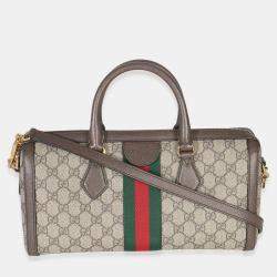 مملوكة مسبقًا Gucci Beige GG Monogram Canvas Web Medium Ophidia Boston Bag