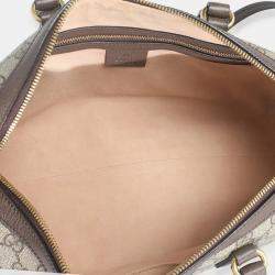 مملوكة مسبقًا Gucci Beige GG Monogram Canvas Web Medium Ophidia Boston Bag