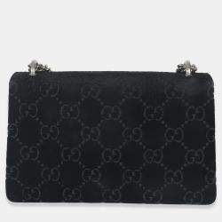 مملوكة مسبقًا Gucci Black GG Embossed Velvet Small Dionysus Chain Bag