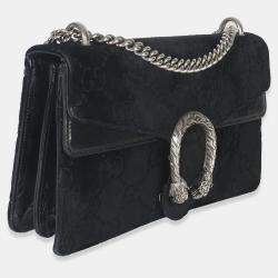 مملوكة مس بقًا Gucci Black GG Embossed Velvet Small Dionysus Chain Bag