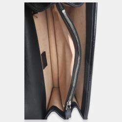 مملوكة مسبقًا Gucci Black GG Embossed Velvet Small Dionysus Chain Bag