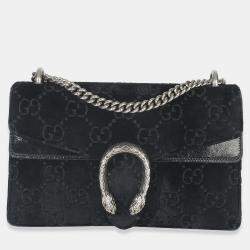 مملوكة مسبقًا Gucci Black GG Embossed Velvet Small Dionysus Chain Bag