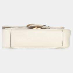 Pre Owned Gucci White Matelasse Calfskin Small GG Marmont Shoulder Bag