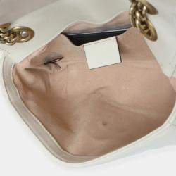 Pre Owned Gucci White Matelasse Calfskin Small GG Marmont Shoulder Bag
