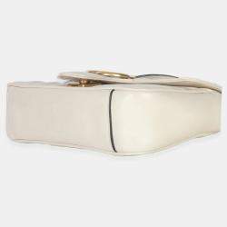 Pre Owned Gucci White Matelasse Calfskin Small GG Marmont Shoulder Bag