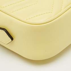 Pre Owned Gucci GG Marmont Camera Mini Yellow Matelassé Leather Bag