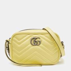 مملوكة مسبقًا Gucci GG Marmont Camera Mini Yellow Matelassé Leather Bag