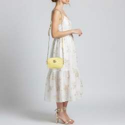 Pre Owned Gucci GG Marmont Camera Mini Yellow Matelassé Leather Bag