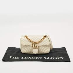 مملوكة مسبقًا Gucci GG Marmont Flap Mini Ivory Matelassé Leather Shoulder Bag