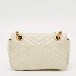 مملوكة مسبقًا Gucci GG Marmont Flap Mini Ivory Matelassé Leather Shoulder Bag