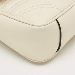 مملوكة مسبقًا Gucci GG Marmont Flap Mini Ivory Matelassé Leather Shoulder Bag