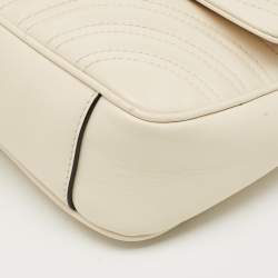 مملوكة مسبقًا Gucci GG Marmont Flap Mini Ivory Matelassé Leather Shoulder Bag