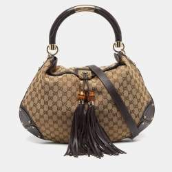 مملوكة مسبقًا Gucci Babouska Indy Large Beige Canvas and Leather Hobo