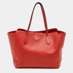 مملوكة مسبقًا Gucci Swing Medium Red Leather Tote