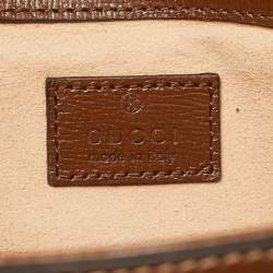 Pre Owned Gucci Horsebit 1955 Mini Brown/Beige GG Supreme Canvas Shoulder Bag