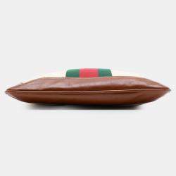 مملوكة مسبقًا Gucci Brown Canvas Web Satchel