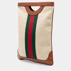 مملوكة مسبقًا Gucci Brown Canvas Web Satchel