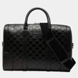 Pre Owned Gucci Black Guccissima Business Bag