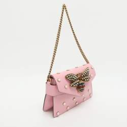 Pre Owned حقيبة كتف غوتشي برودواي بيرلي بي صغيرة جلد زهري