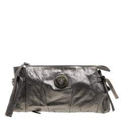 Pre Owned حقيبة كلاتش غوتشي هيستريا كبيرة كانفاس كريستال GG بنية