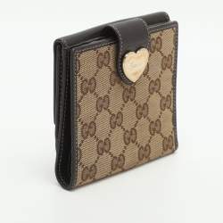 مملوكة مسبقًا Gucci Heart Beige/Brown GG Canvas and Leather Wallet