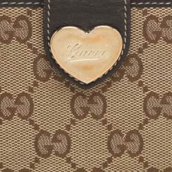 مملوكة مسبقًا Gucci Heart Beige/Brown GG Canvas and Leather Wallet