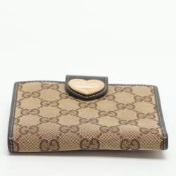 مملوكة مسبقًا Gucci Heart Beige/Brown GG Canvas and Leather Wallet