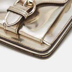 Gucci Light Gold Patent Leather Studded Evening Wristlet