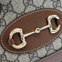 مملوكة مسبقًا Gucci Beige Brown PVC Horsebit 1955 Mini Top Handle Bag (640716)