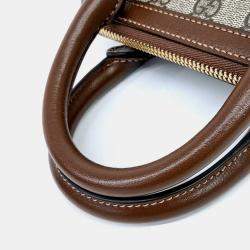 مملوكة مسبقًا Gucci Beige Brown PVC Horsebit 1955 Mini Top Handle Bag (640716)