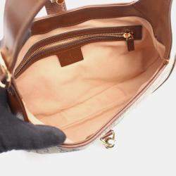 Pre Owned Gucci Jackie 1961 Small Beige GG Supreme Canvas Leather Shoulder Bag