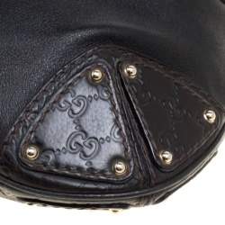 Pre Owned Gucci Black Leather Medium Indy Top Handle Bag
