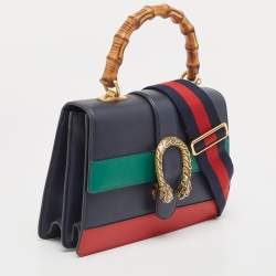Pre Owned Gucci Tricolor Leather Medium Dionysus Bamboo Top Handle Bag