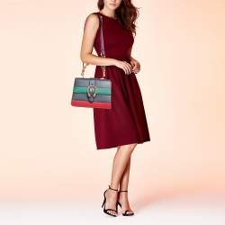 Pre Owned Gucci Tricolor Leather Medium Dionysus Bamboo Top Handle Bag