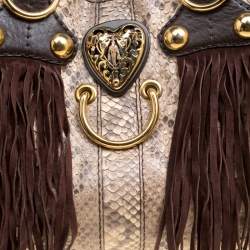 مملوكة مسبقًا Gucci Beige/Brown Python and Leather Large Babouska Heart Tote