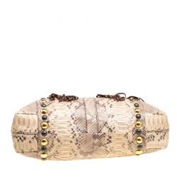 مملوكة مسبقًا Gucci Beige/Brown Python and Leather Large Babouska Heart Tote